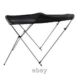 Boat Bimini Top 3 Bow Black Canopy Cover 6ft Long with Storage Bag+Windproof Strap