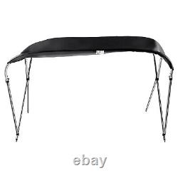 Boat Bimini Top 3 Bow Black Canopy Cover 6ft Long with Storage Bag+Windproof Strap