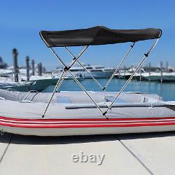 Boat Bimini Top 3 Bow Black Canopy Cover 6ft Long with Storage Bag+Windproof Strap