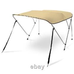 Bow Bimini Top Cover Sun Shade Boat Canopy, 6'L x 46 H x 61-66 W, Sand