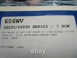 Carver 3 Bow Bimini Top With Boot White / Denim 606wv 3693u / 4693u Series Boat