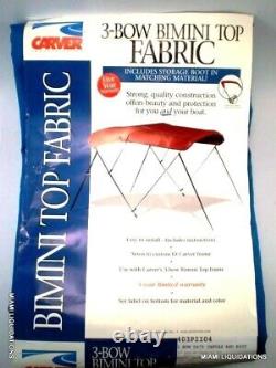 Carver 403PII04 3-Bow Bimini Top Fabric & Boot Pacific Blue 6' Canvas Boat Cover