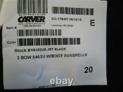 Carver A5463ub Sunbrella 3-bow Bimini Top With Boot (jet Black) 2015 Boat