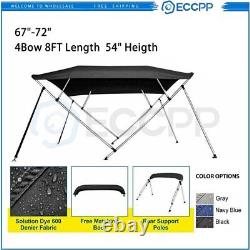 ECCPP 600D Bimini Top Boat Roof Cover 4 Bow 67-72 Width Cover 8FT Length