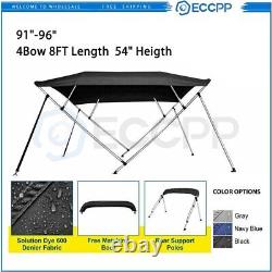 ECCPP Bimini Top Boat Cover Canvas Fabric Black with Boot Fits 4 BOW 91-96W