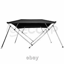 ECCPP Bimini Top Boat Cover Canvas Fabric Black with Boot Fits 4 BOW 91-96W