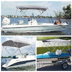 HD Gray 600D UV Resistant Bimini Top Boat Cover 54 High x 85-90 W x 8'L
