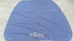 Heavy Blue 7ft x 9ft 3 bow Bimini top canvas with zippered sleeves for the bows