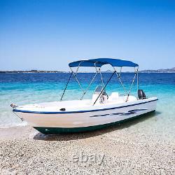 High Density Bimini Top 3 Bow Boat Cover Blue 73 78 Wide 6ft With Rear Poles