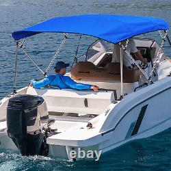 High Density Bimini Top 4 Bow Boat Cover Blue 91-96 Wide 8ft With Rear Poles