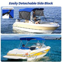 KAKIT 6FT Bimini Top Canopy Sun Shade 750D Blue Boat Cover 3 Bow 46 H 61-66 W