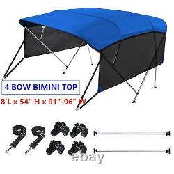 KAKIT Bimini Top 4 Bow Boat Cover with 2 Adjustable Rear Support Poles & 2 Straps