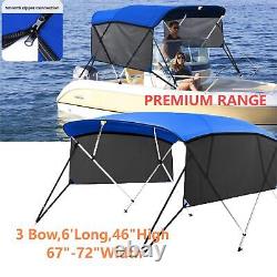 KAKIT Boat Bimini Top 6ft Boat Cover 3 Bow 46 H 67-72 W Sun Shade Canopy