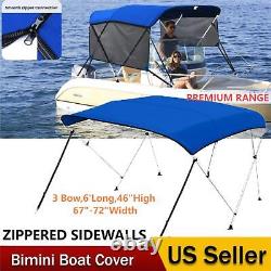 KAKIT Boat Bimini Top 6ft Boat Cover 3 Bow 46 H 67-72 W Sun Shade Canopy