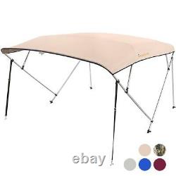 KING BIRD 4 Bow 8ft Long Waterproof Bimini Top Boat Cover Canopy With Rear Poles