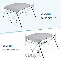 Kohree 3Bow Bimini Top Boat Cover with Rear Support Pole and with Aluminum Frame