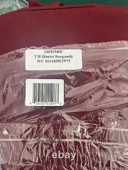 M & M Pontoon Bimini Top Cover & Boot Burgandy Sunbrella 8.5' W X 8' L (6-SA4)