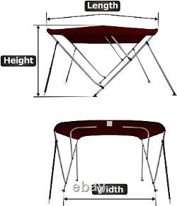 MSC 3 Bow 4 Bow Bimini Top Boat Cover with Rear Support Pole and Storage Boot B