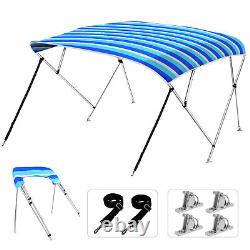 NEW Blue Standard BIMINI TOP 3 Bow 4 Bow Boat Cover 6ft 8ft Long With Rear Poles