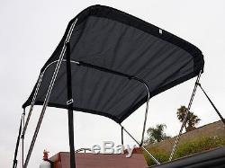New 79-84 Inch Black Boat Bimini Shade Canopy Top Cover Bikini 3 Bow 80 81 82 83