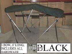 New 79-84 Inch Black Boat Bimini Shade Canopy Top Cover Bikini 3 Bow 80 81 82 83