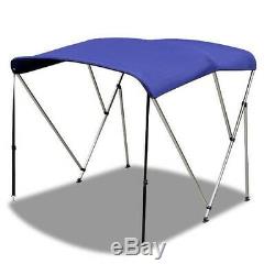 New Bimini 3 Bow Top Boat Cover Blue 79-84 With Rear Poles & Integrated Sock