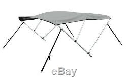 New Bimini 3 Bow Top Boat Cover Gray 79-84 With Rear Poles & Integrated Sock