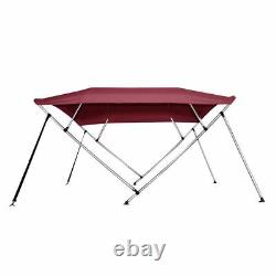 New Bimini Top Boat Cover 4 Bow 54 H 73 78 W 8 ft. L. Solution Dye Burgundy