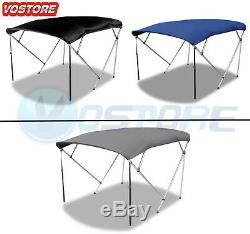 New Bimini Top Boat Roof Cover 4 Bow Canopy Cover 8ft Long 600D With Rear Poles