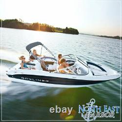 New Gray Bimini Top Kit With Mounting Hardware 6'l 3-bow Cover 67-72 Width