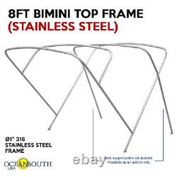 Oceansouth 4 Bow BIMINI TOP Stainless Steel Frame 8ft Long 54 Height