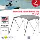 Oceansouth BIMINI TOP 3 Bow Boat Cover Gray 67-72 Wide 6ft Long With Rear Poles