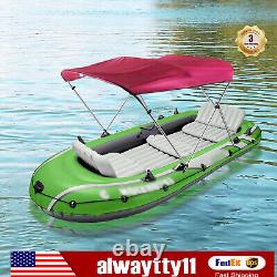 PU Coating Bimini Top Boat Cover 3 Bow 6' Long, Red, waterproof, UV-resistant