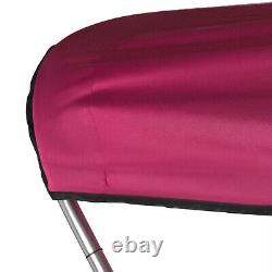 PU Coating Bimini Top Boat Cover 3 Bow 6 Long, Red, waterproof UV-resistant