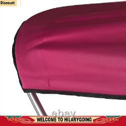 PU Coating Bimini Top Boat Cover 3 Bow 6 Long, Red, waterproof, UV-resistant