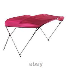 PU Coating Bimini Top Boat Cover 3 Bow 6 Long, Red, waterproof, UV-resistant