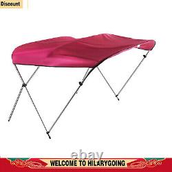 PU Coating Bimini Top Boat Cover 3 Bow 6 Long, Red, waterproof, UV-resistant