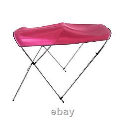 PU Coating Bimini Top Boat Cover 3 Bow 6 Long, Red, waterproof UV-resistant