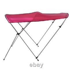 PU Coating Bimini Top Boat Cover 3 Bow 6 Long, Red, waterproof, UV-resistant