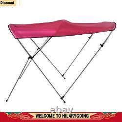 PU Coating Bimini Top Boat Cover 3 Bow 6 Long, Red, waterproof, UV-resistant