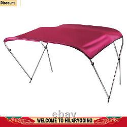 PU Coating Bimini Top Boat Cover 3 Bow 6 Long, Red, waterproof, UV-resistant