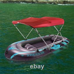 PU Coating Bimini Top Boat Cover 3 Bow 6' Long, Red, waterproof, UV-resistant