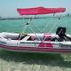 PU Coating Bimini Top Boat Cover 3 Bow 6' Long, Red, waterproof, UV-resistant US