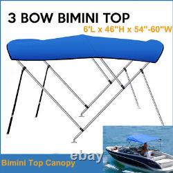 Pontoon Bimini Top Boat Cover 3 Bow 46 H 54-60 W 6 ft. Long Navy Blue