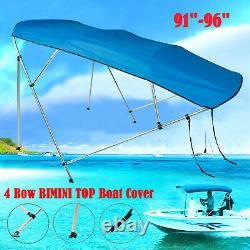 Pontoon Bimini Top Boat Cover 4 Bow 54 H 91 96 W 8 ft. L. Solution Dye Blue