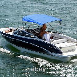 Premium Bimini Top Boat Cover Canvas Fabric Navy WithBoot Fits 4 Bow 8'L 73-78W