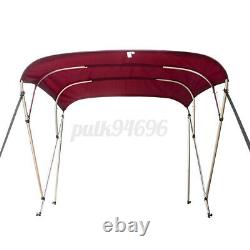 RED Standard Bimini TOP 4 Bow Boat Cover Burgundy 67-72 Wide 8ft Long with Frame