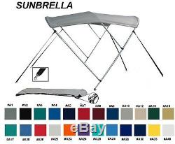 Round Tube 3 Bow Boat Bimini Top 91-96w X 54h X 6'l Sunbrella Acrylic