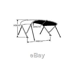 Round Tube 3 Bow Boat Bimini Top 91-96w X 54h X 6'l Sunbrella Acrylic