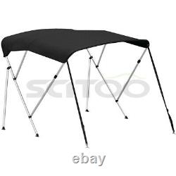 SCITOO 3 Bow 46 High x 61-66 W x 6FT Bimini Top Boat Cover With Rear Poles